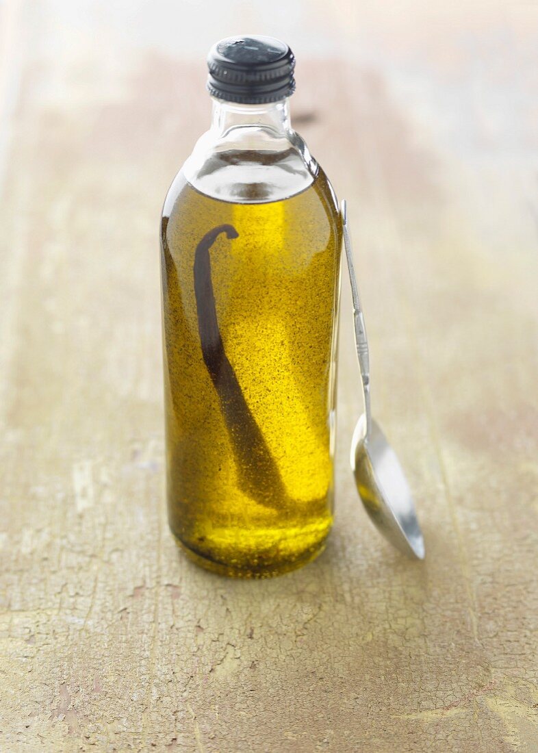Small bottle of vanilla-flavored oil