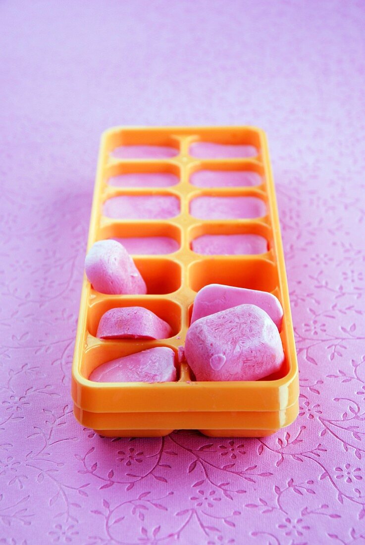 Blueberry-flavored ice cubes