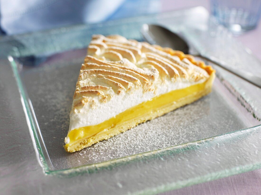 Slice of lemon meringue pie