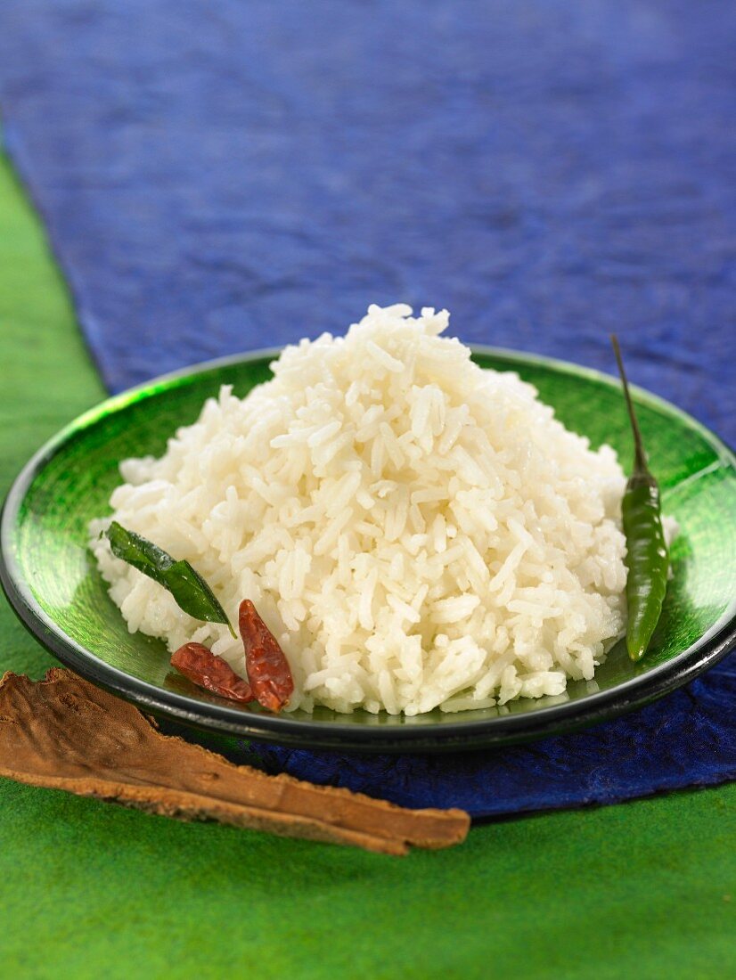 Basmati rice with chili peppers