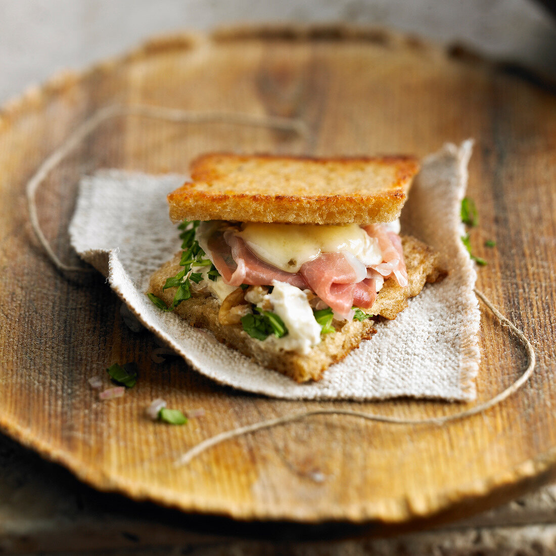 Raw ham and Cantal toasted sandwich