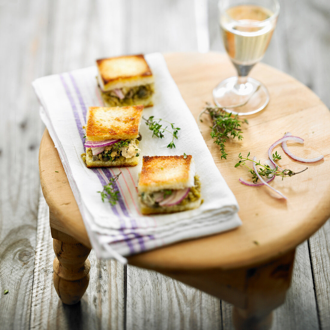 Onion and tapenade toasted sandwich