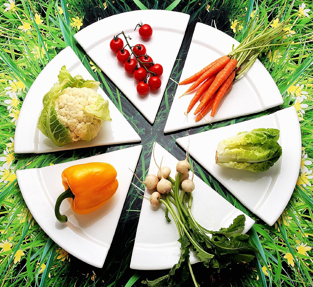 Komposition mit rohem Gemüse