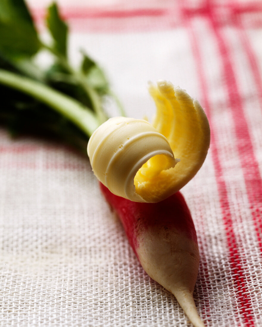 Curl of butter on a radish