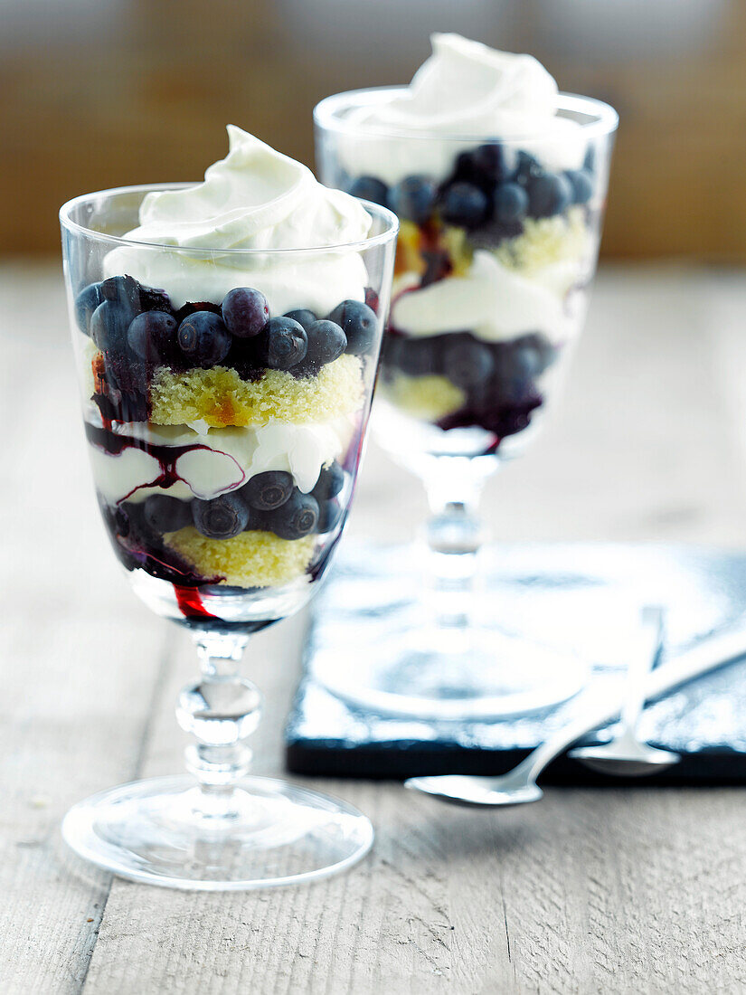 Individual blueberry trifles