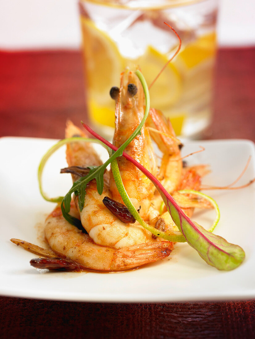 Gambas with Guindilla pepper, garlic, olive oil and lemon