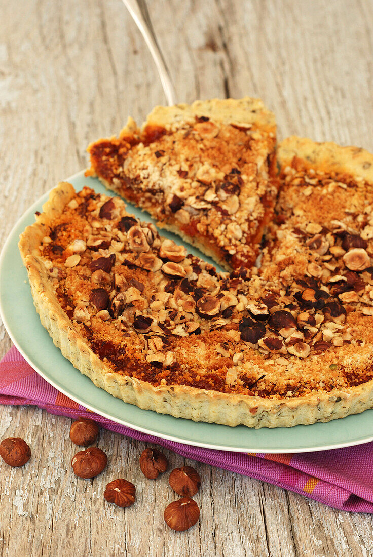 Tomato,hazelnut and thyme shortbread savoury tart