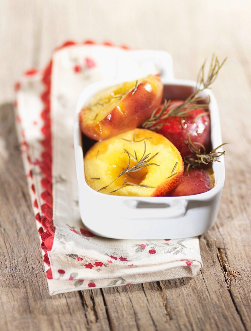 Roasted peaches with rosemary