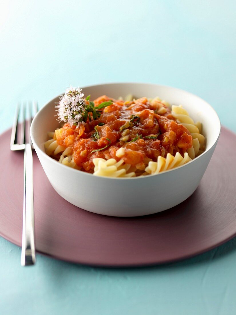 Fusilli in tomato sauce