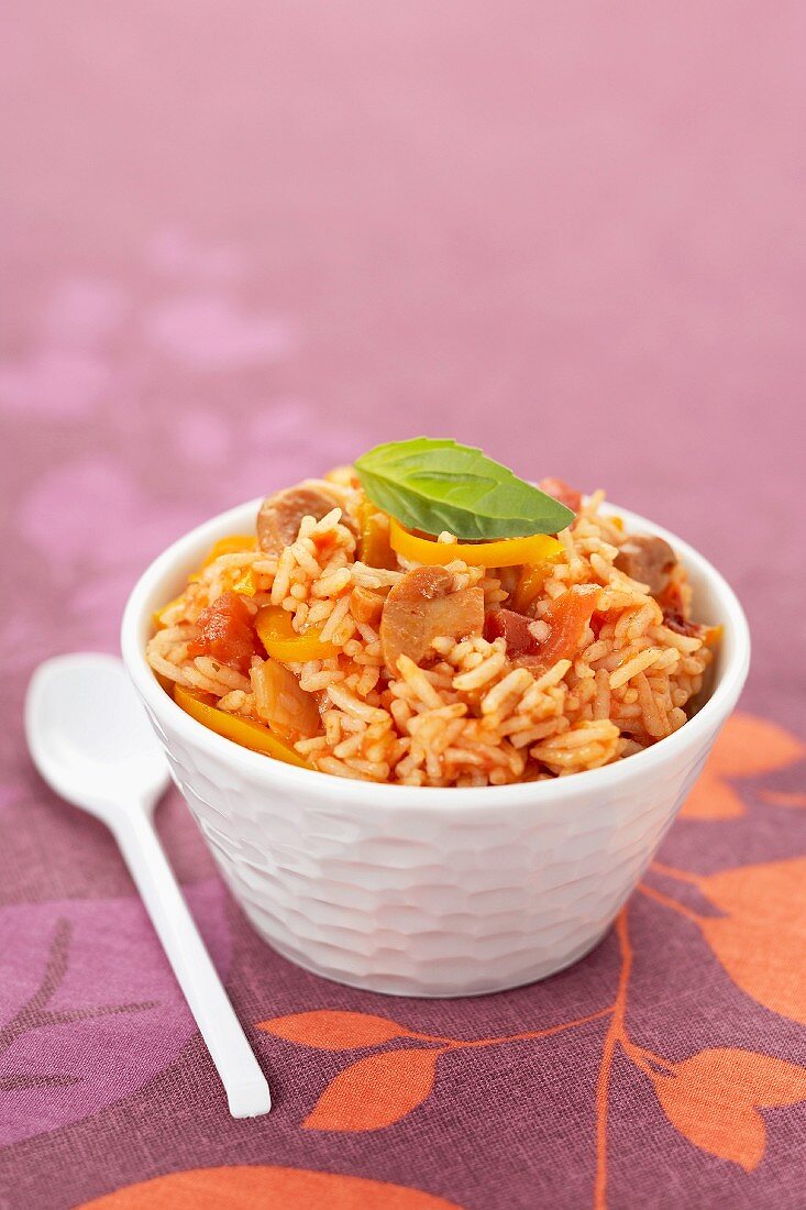 Risotto mit Tomate, Paprika und Pilzen