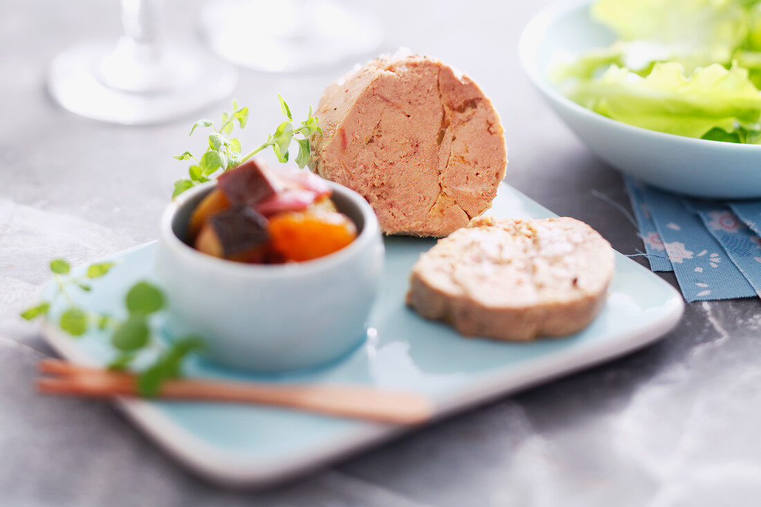 Steamed foie gras and stewed vegetables