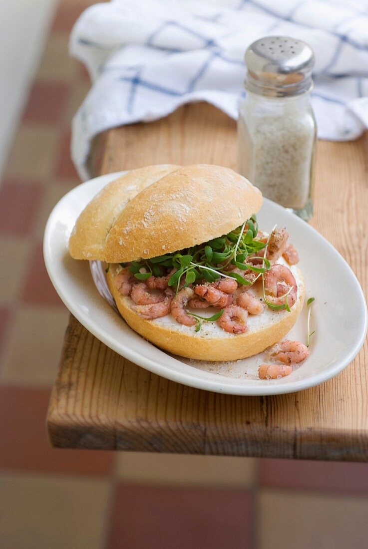 Brown shrimp and watercress sandwich