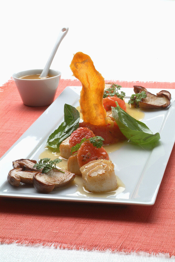 Scallops with Verjus and vegetables
