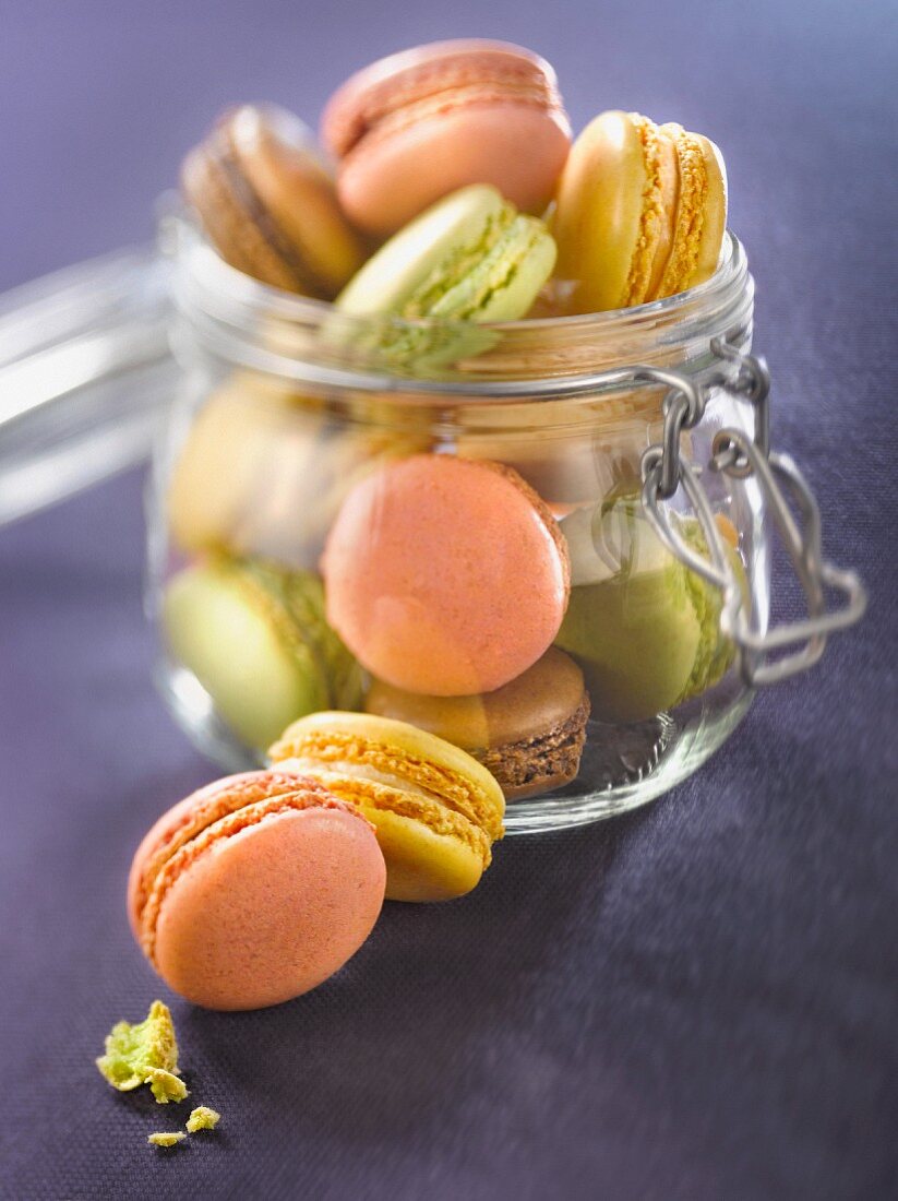 Macroons in a glass jar