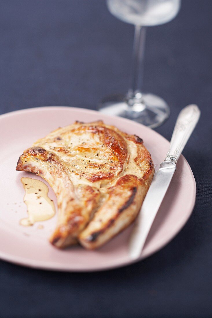 Veal chop in creamy sauce