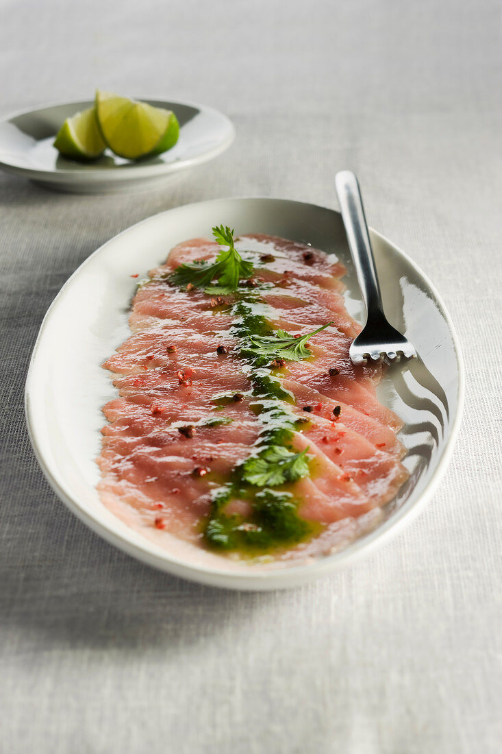 Veal carpaccio with pesto