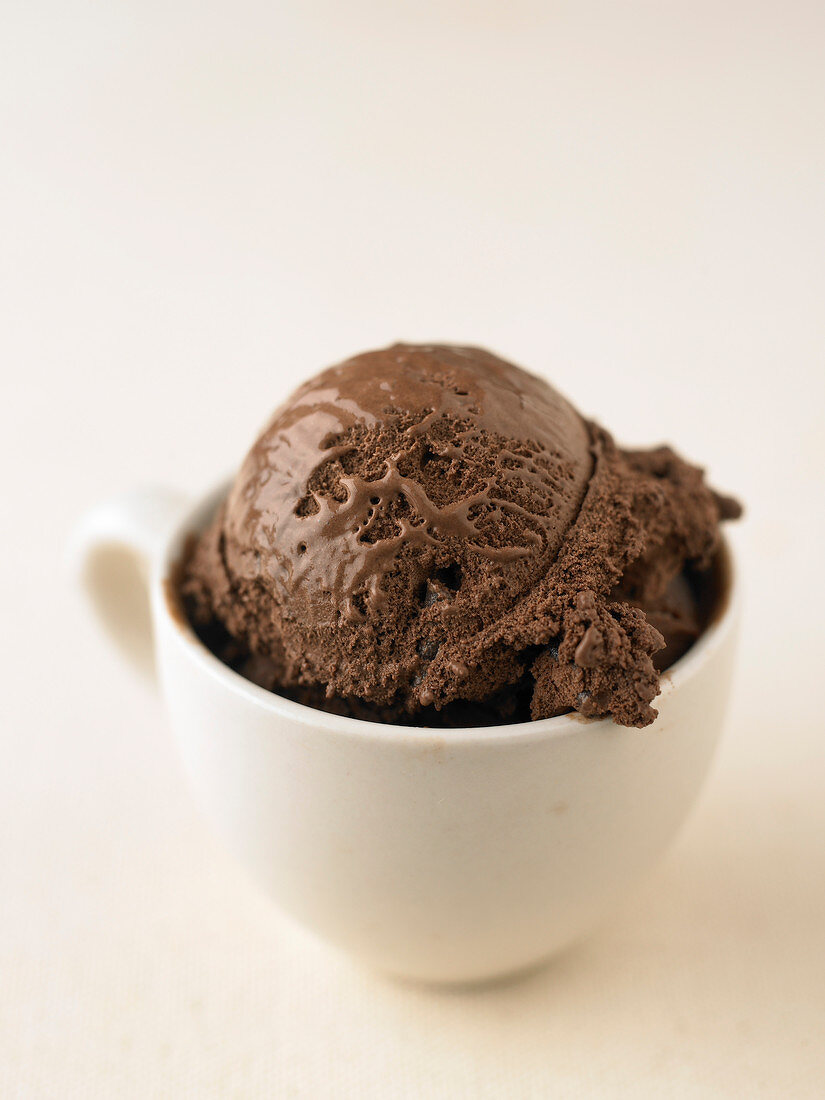Scoop of dark ice cream chocolate