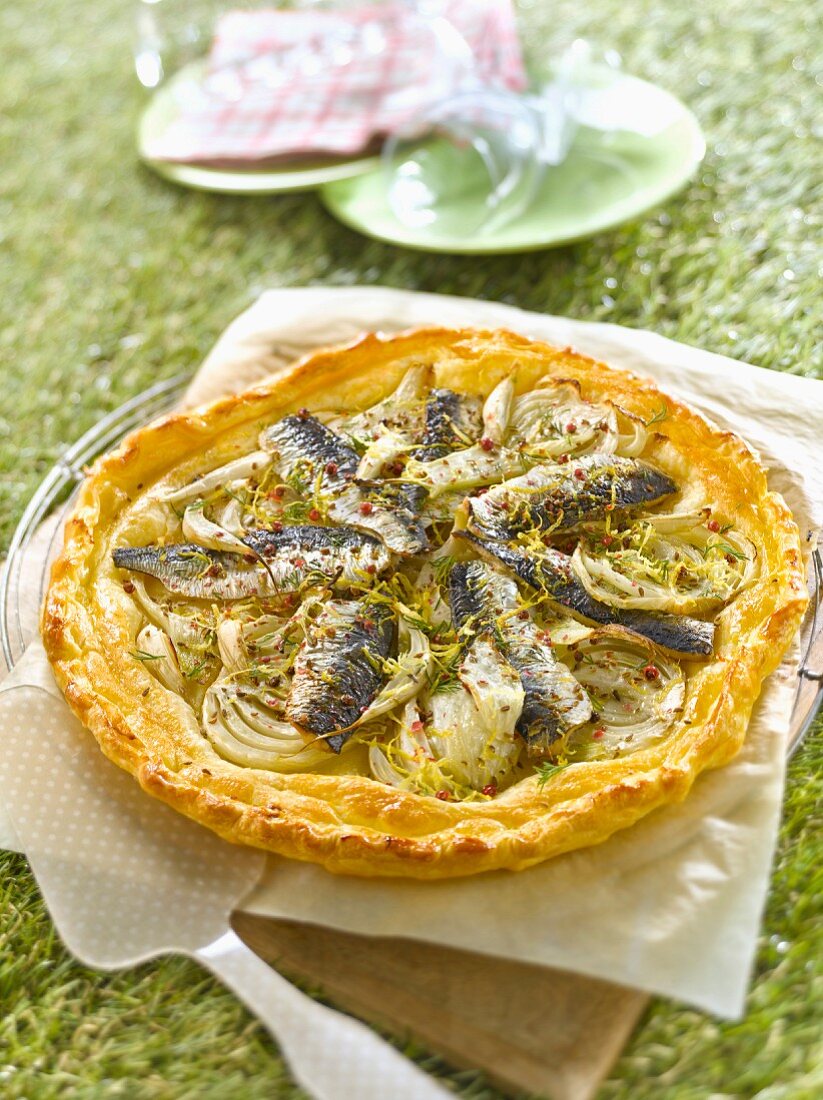 Tarte mit Sardinen und Fenchel