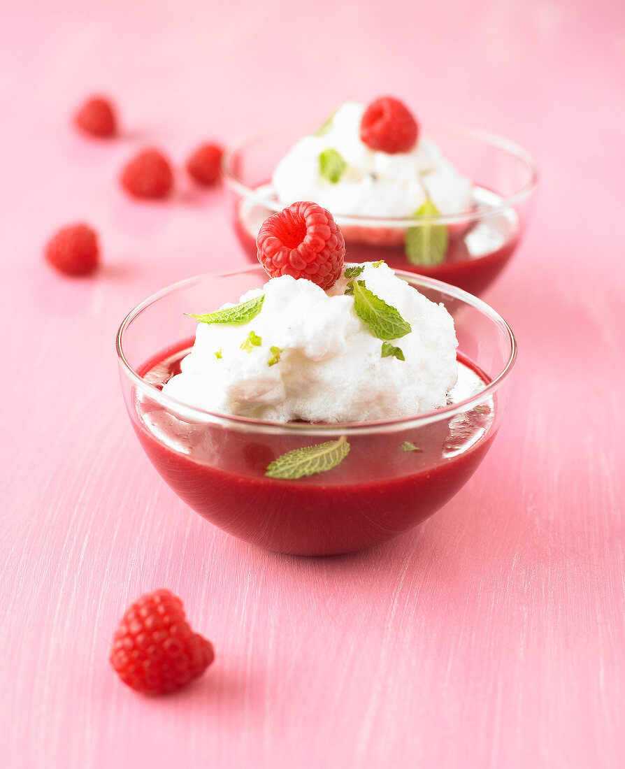 Raspberry floating islands