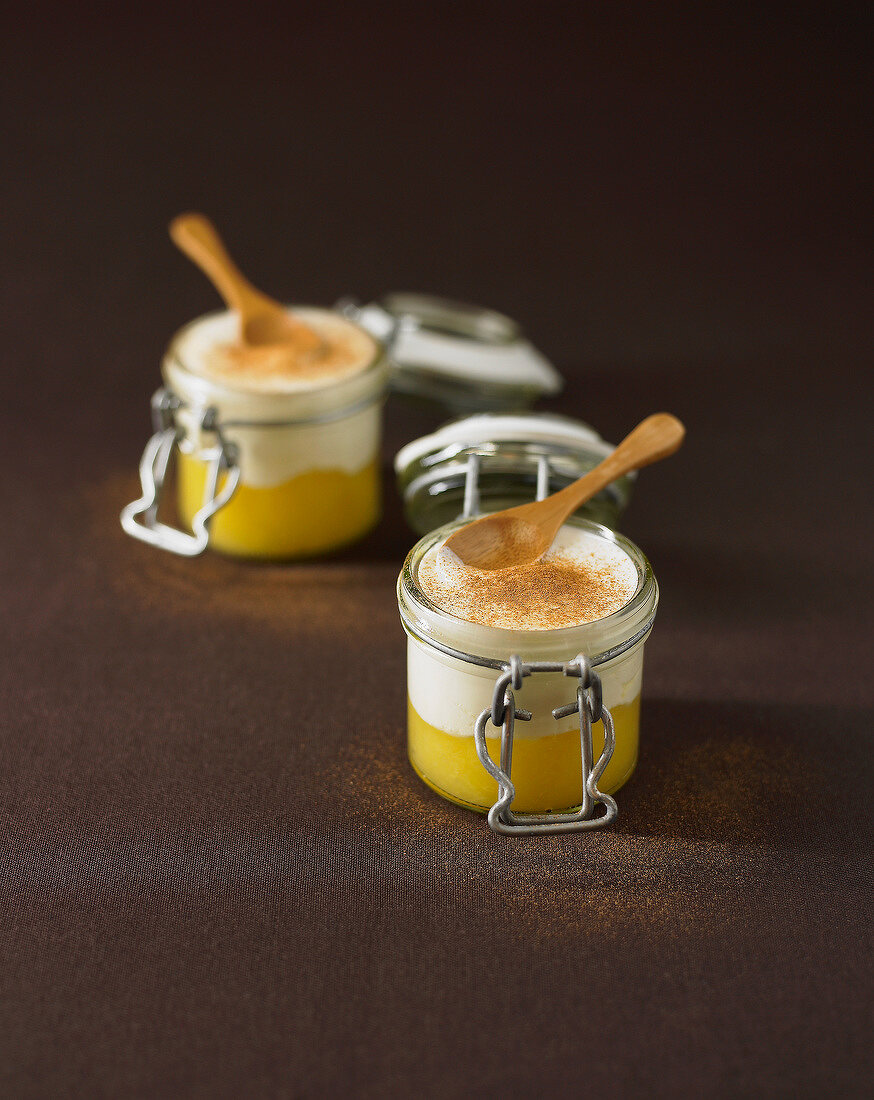 Yoghurt with pineapple compote and cinnamon