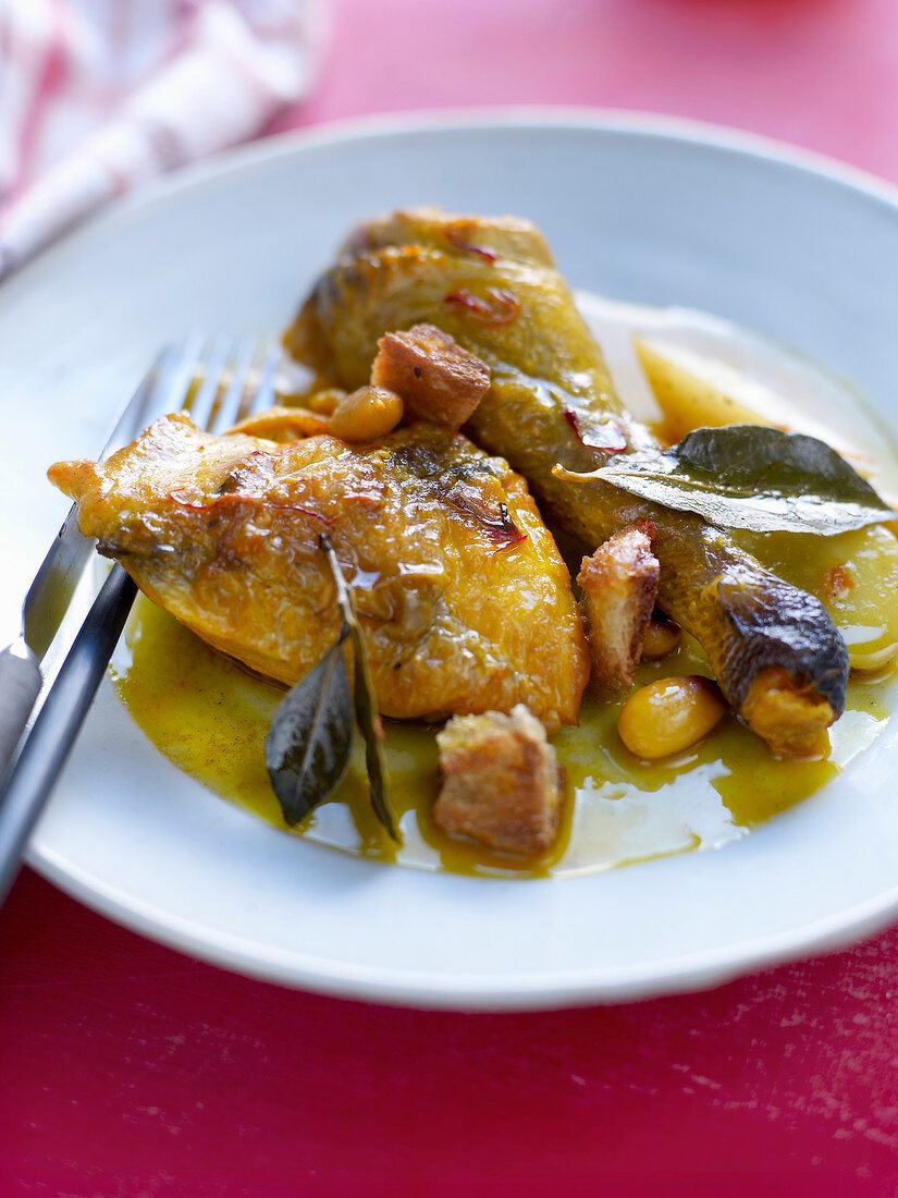 Chicken with olives and confit citrus