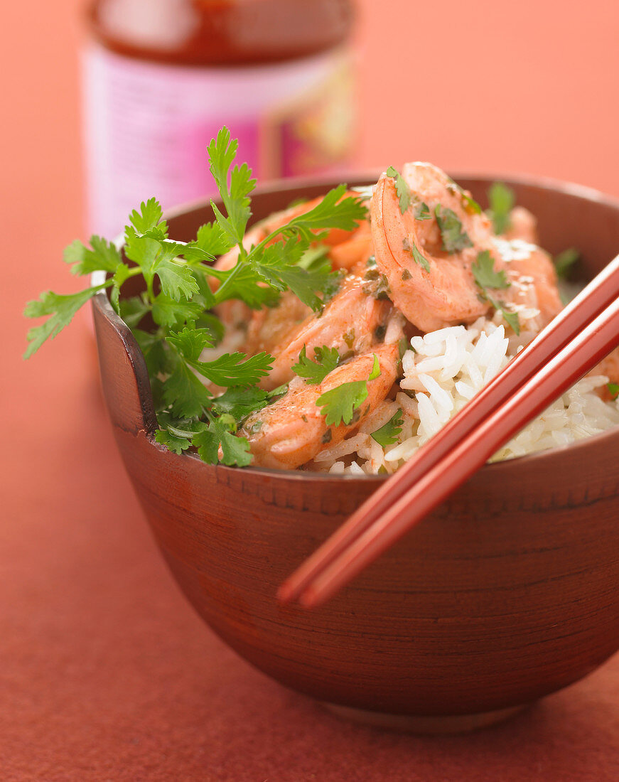 Shrimp curry with fresh cilantro