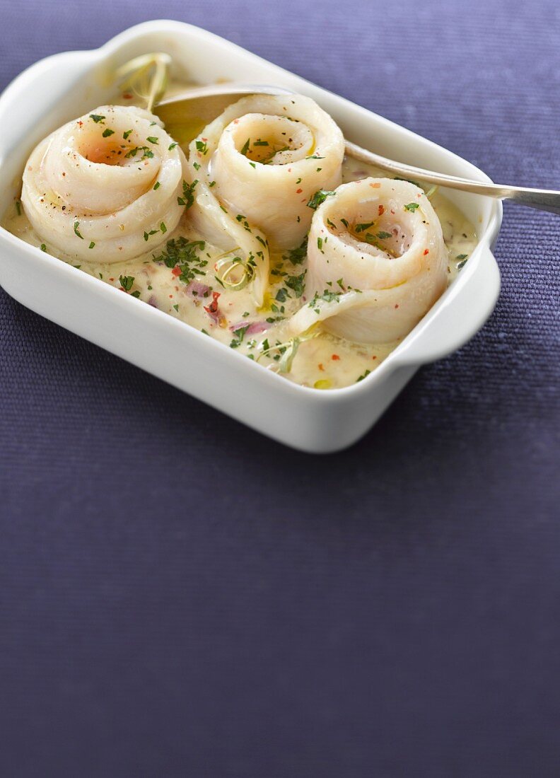 Sole fillets in creamy beer sauce