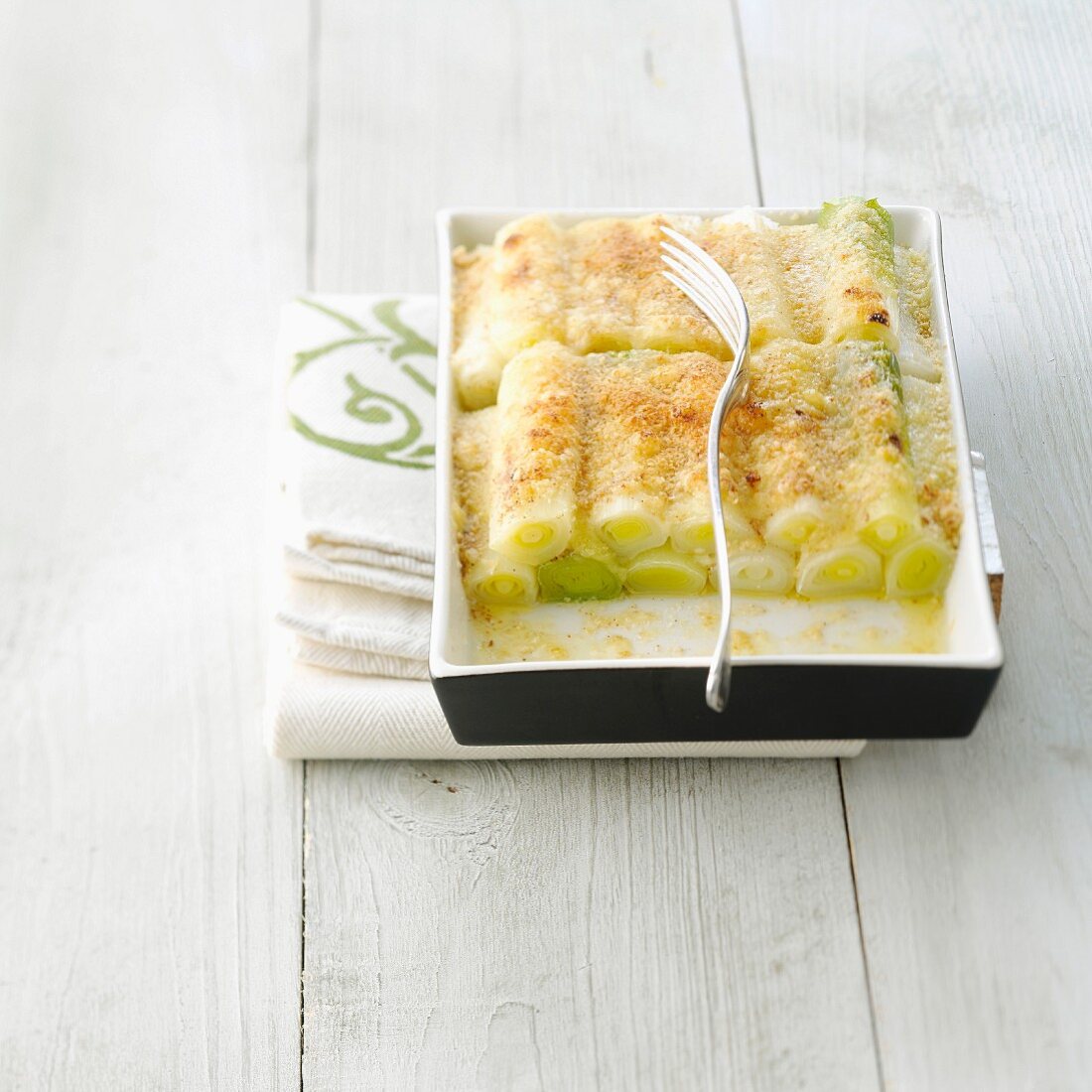 Leek and Beaufort cheese-topped dish