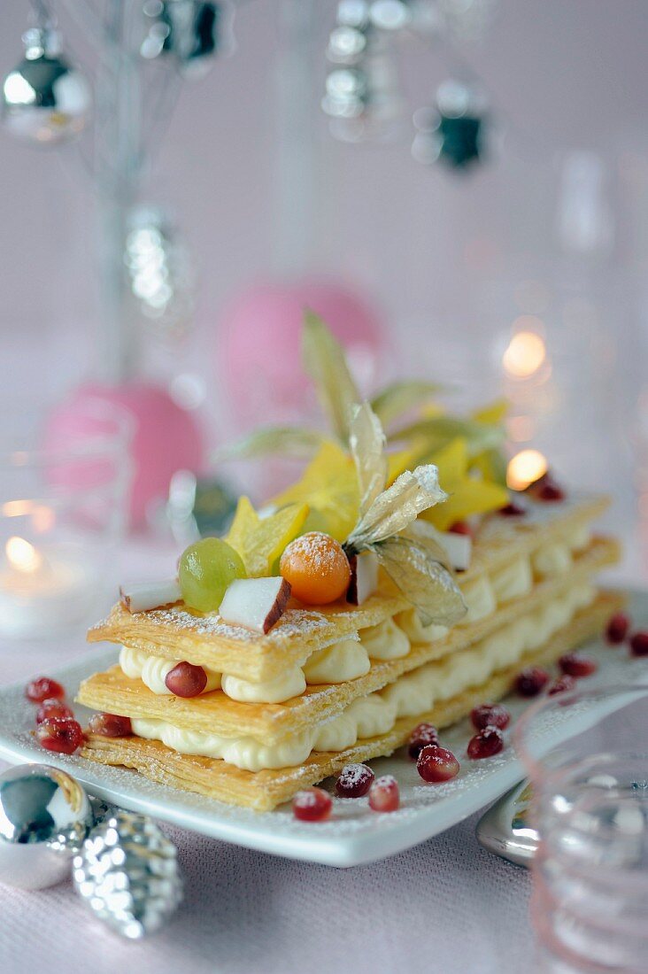 Exotic fruit and Chibouste cream Mille-feuille