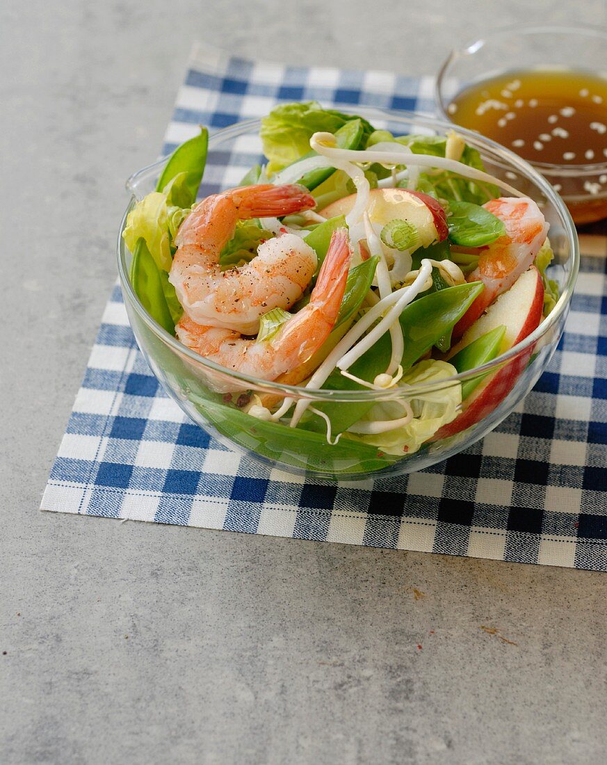 Shrimp, sugar pea and apple salad