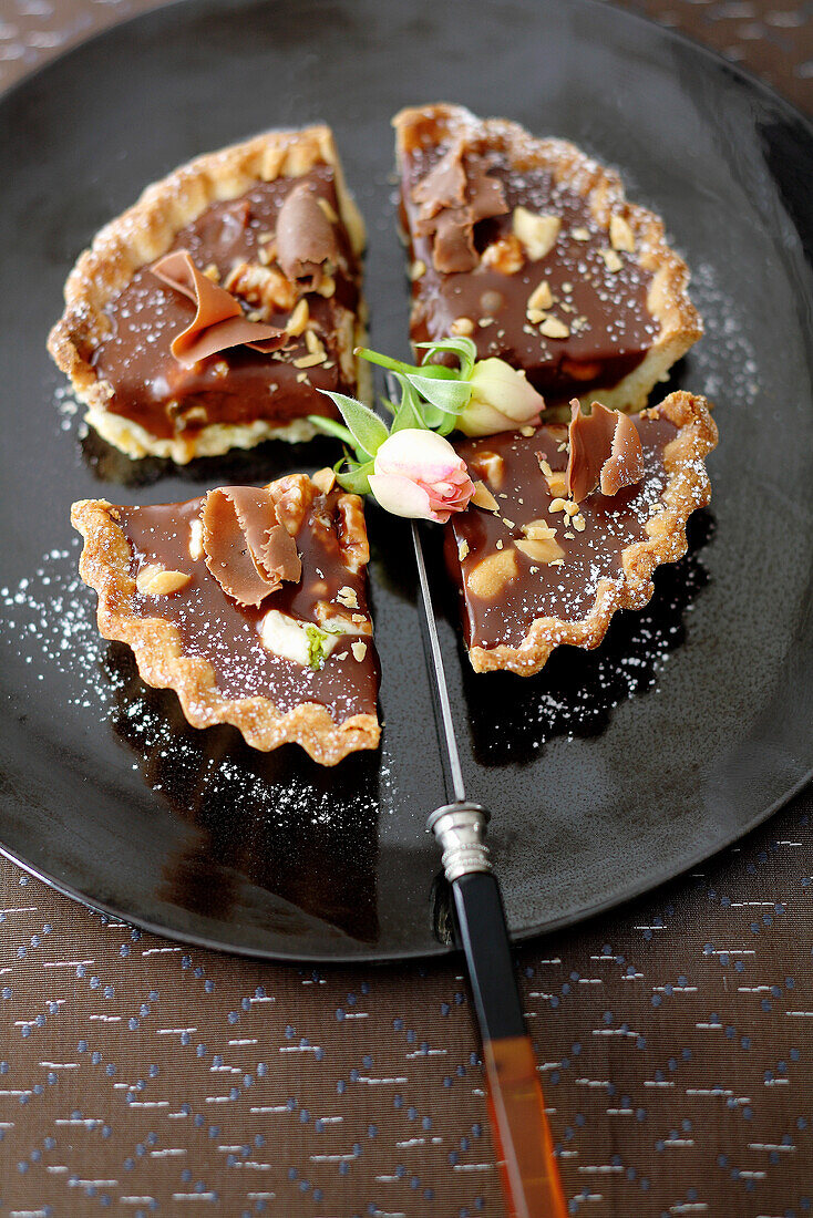 Chocolate and hazelnut tartlet
