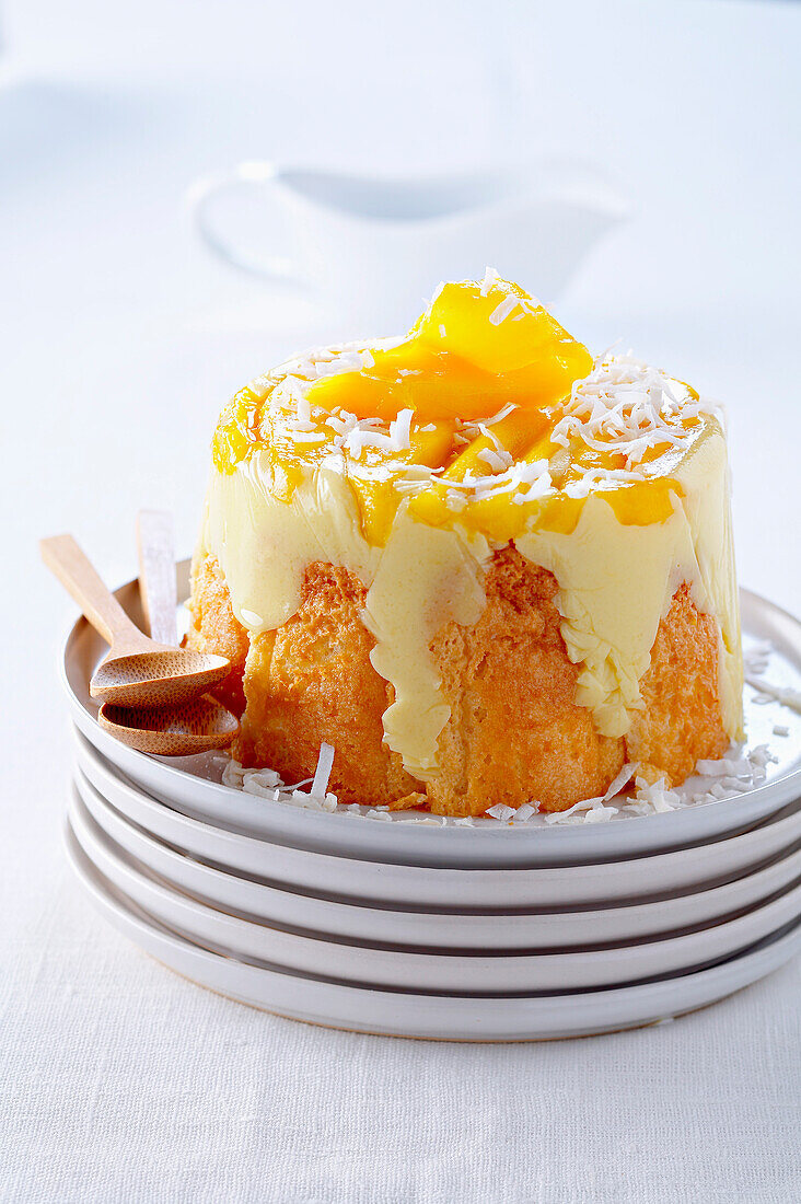 Mango and coconut Charlotte