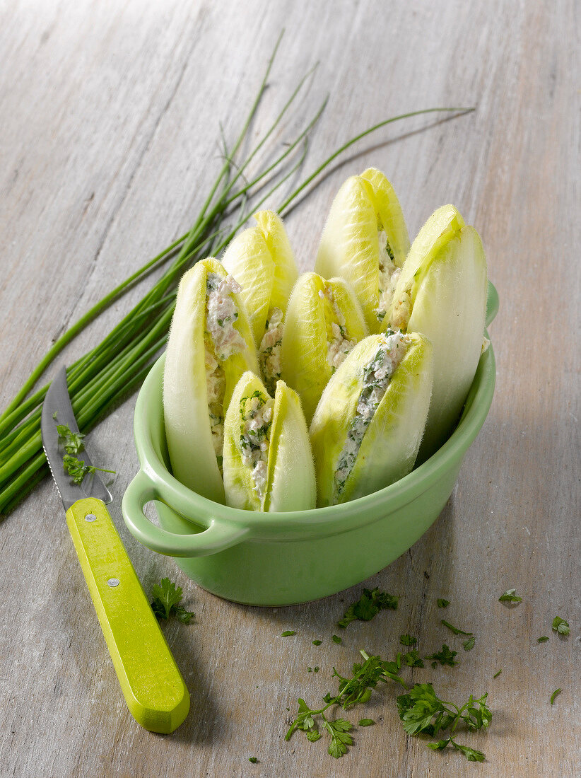 Chicory and ham appetizers