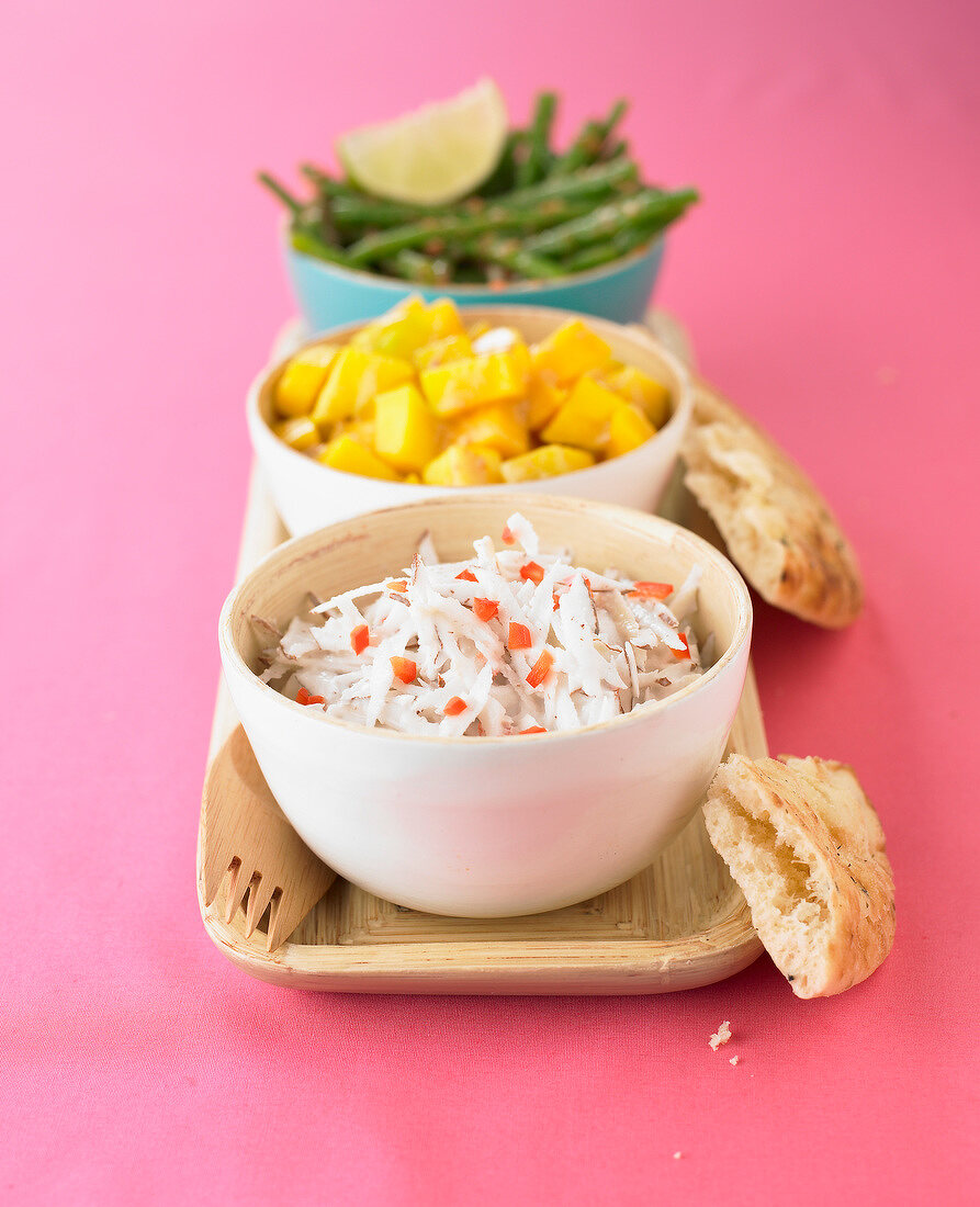 Coconut salad and mango salad