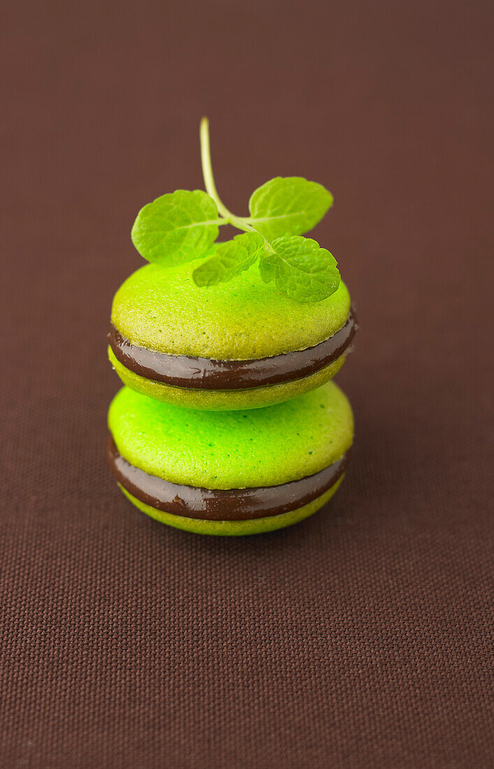 Minz-Whoopies mit Schoko-Creme