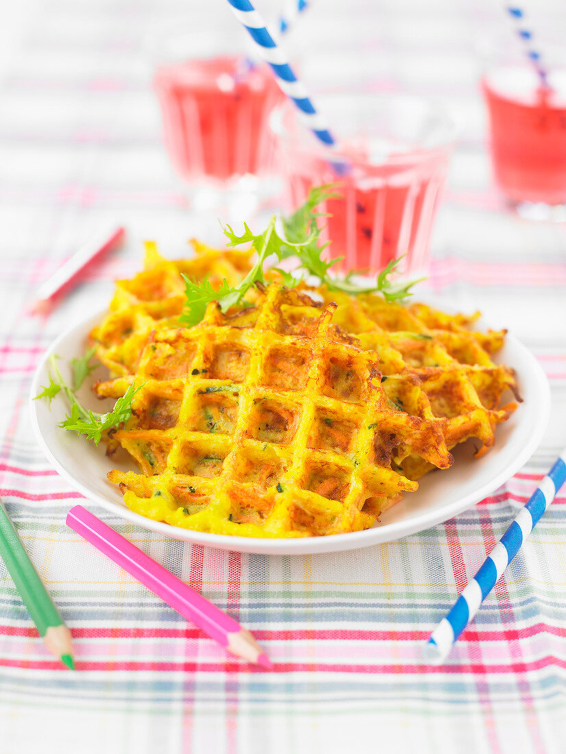 Vegetable and Comté savoury waffles