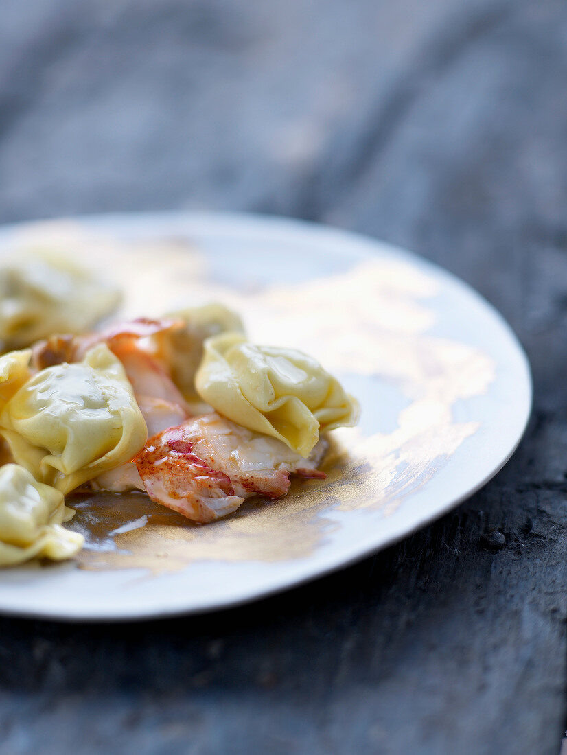 Cep and lobster tortellis with marjoram