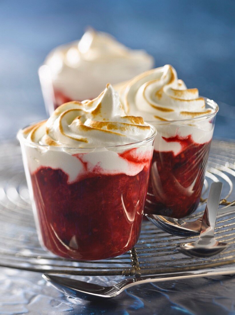 Summer fruit compote with meringue topping