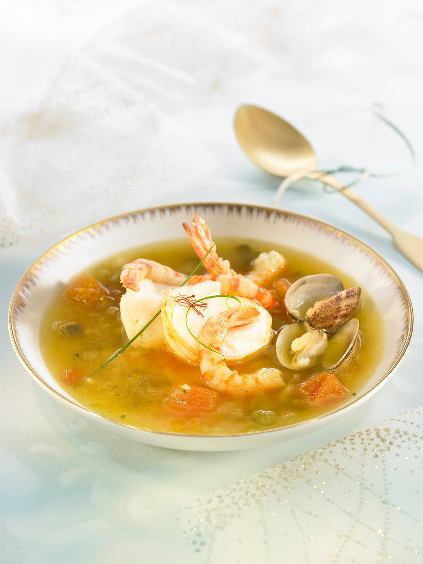 Spiny lobster and shrimp soup