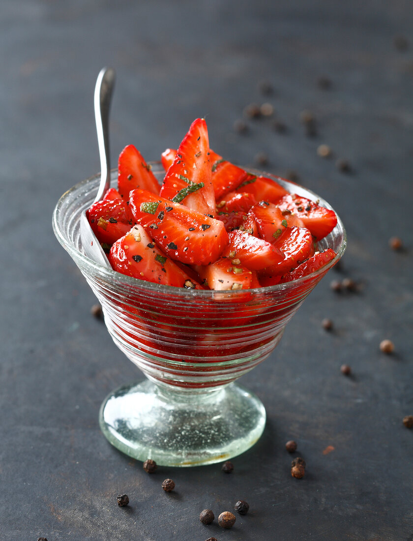 Peppery strawberry fruit salad