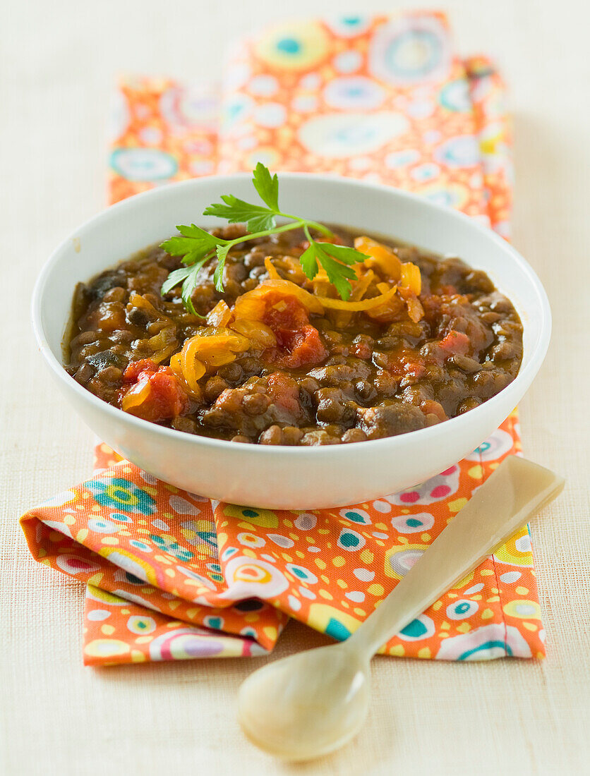 Tomato and lentil Indian soup
