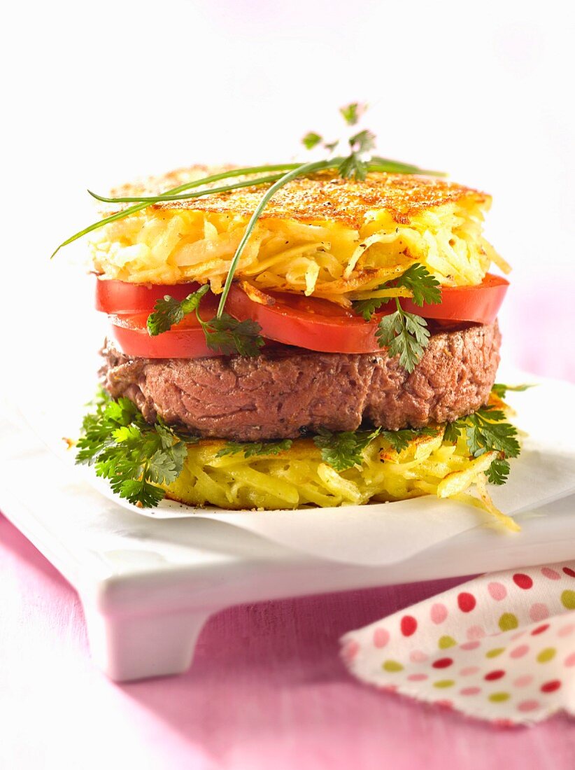 Grated potato cake hamburger