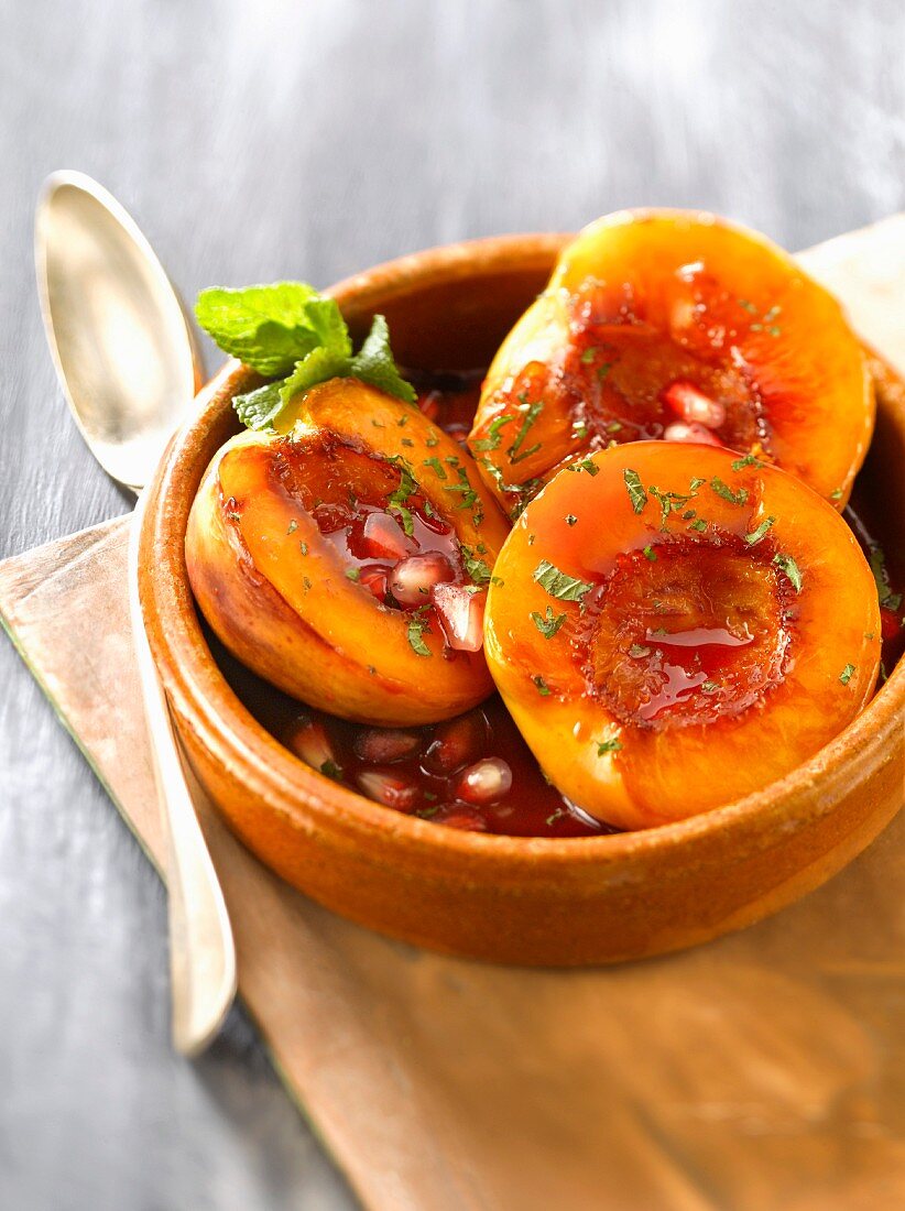 Nectarines roasted in pomegranate syrup