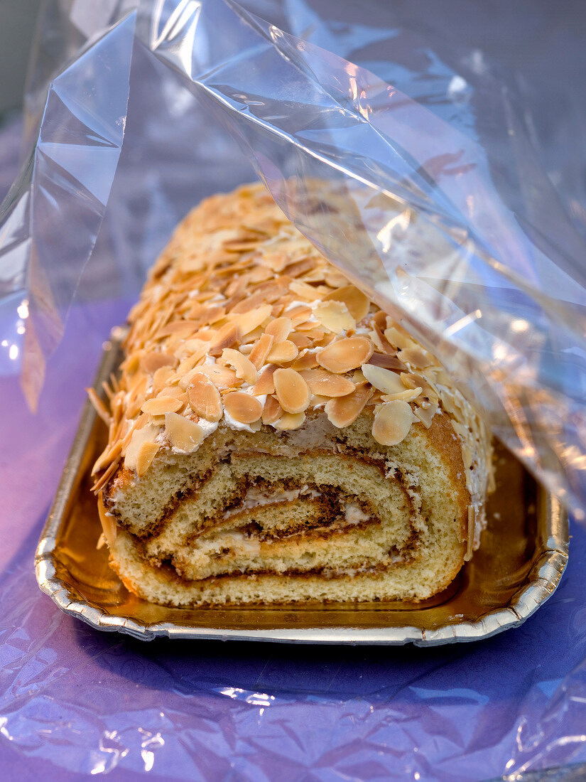 Almond rolled sponge cake