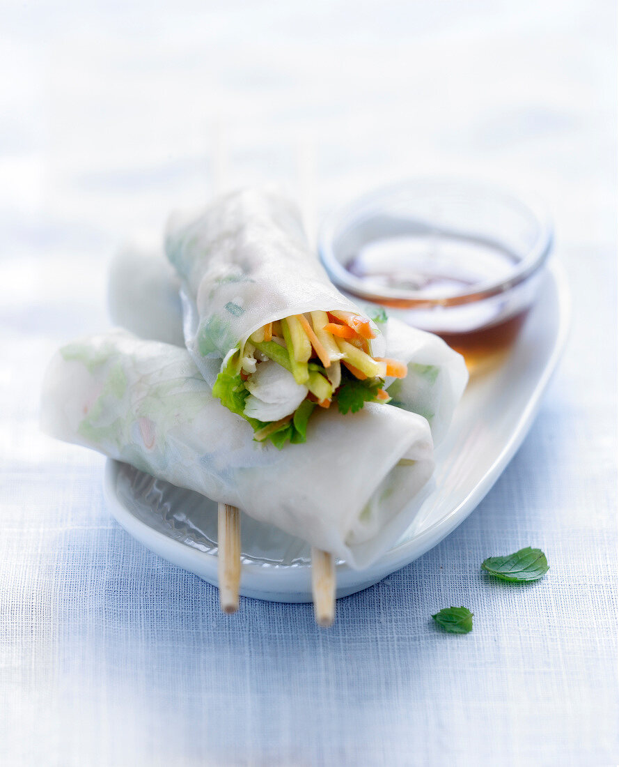 Crab spring rolls with rice vinaigar