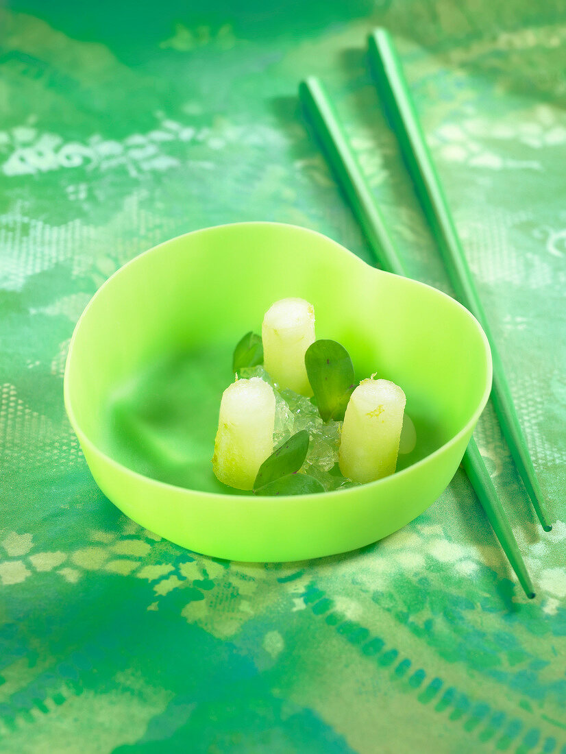 Green apple sorbet and lime jelly