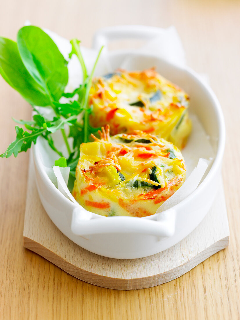 Zucchini and carrot mini flans