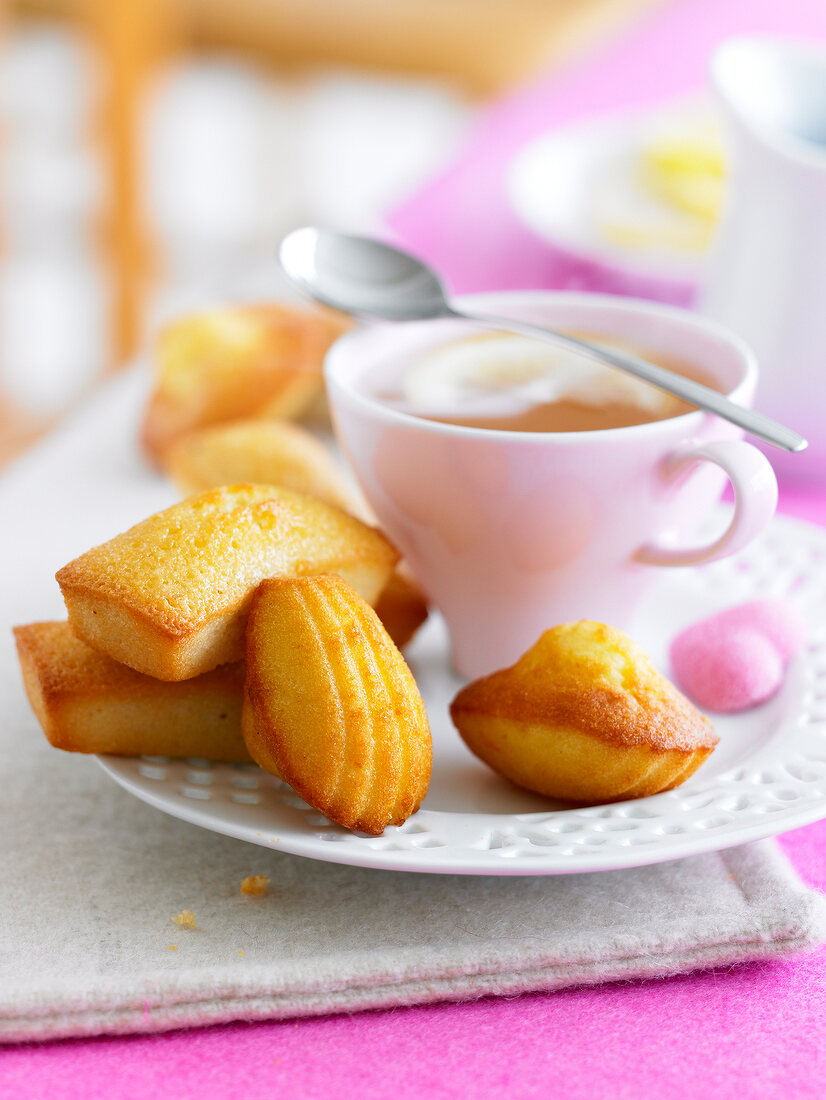 Financiers and Madeleines with a cup of tea