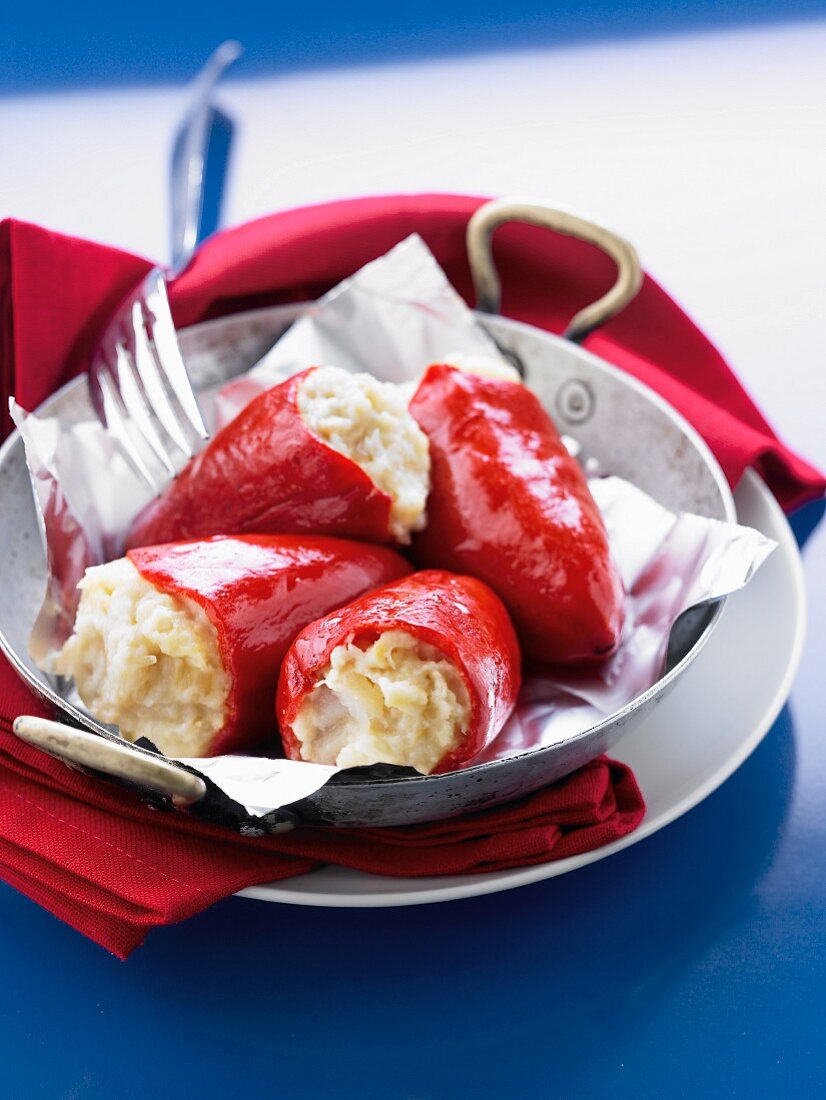 Red peppers stuffed with cod brandade
