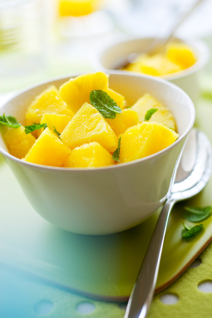 Pineapple fruit salad with fresh mint